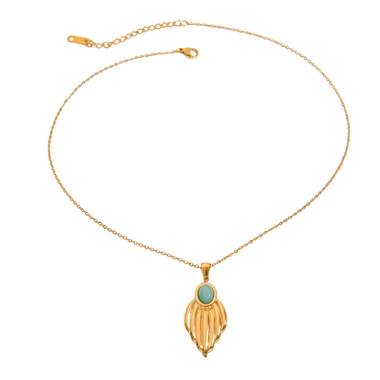 Aqua Stone Statement Pendant Necklace