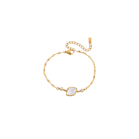 Pearl Shell & Zirconias Chain Bracelet