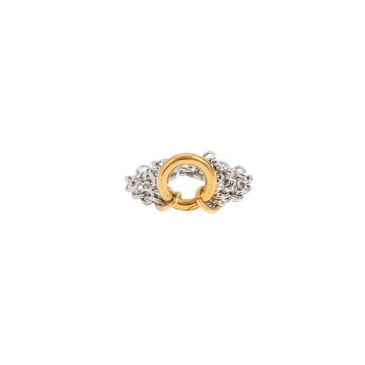 Two Tone Layer Chain Clasp Ring