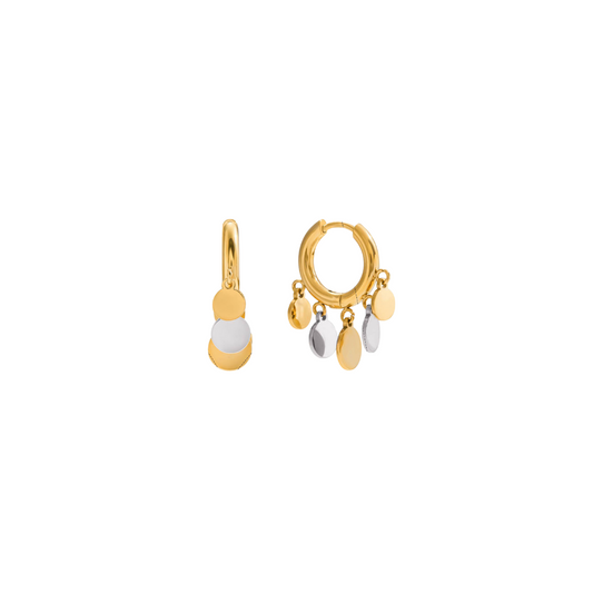 Two Tone Circles Tassel Hoop Earrings