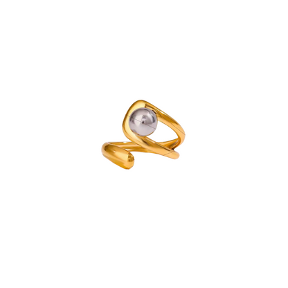 Two Tone Open Ball Ring