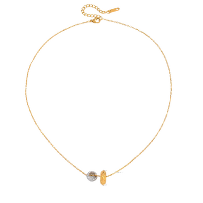 Two Tone Two Ring Pendant Necklace