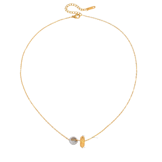Two Tone Two Ring Pendant Necklace
