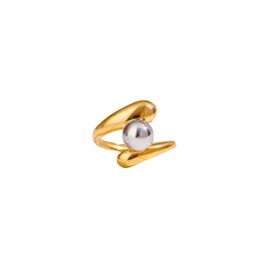 Two Tone Open Ball Ring