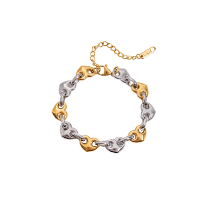 Two Tone Pig Heart Chain Bracelet