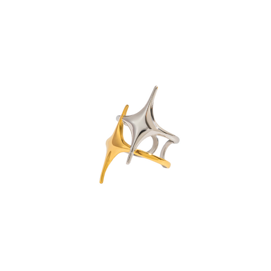 Two Tone Layered Stars Ring