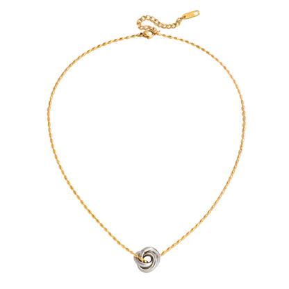Two Tone Knot Pendant Necklace