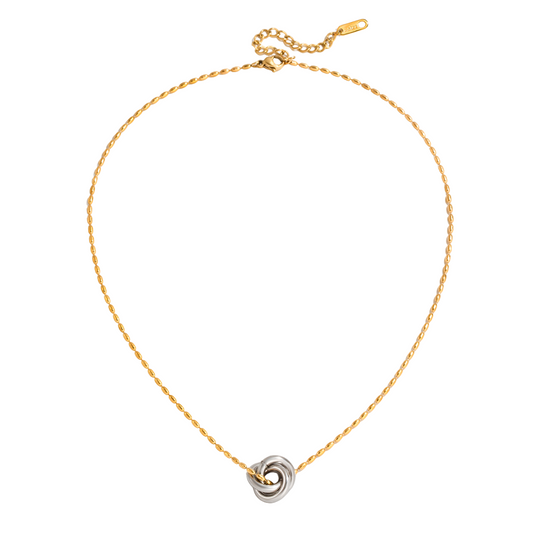 Two Tone Knot Pendant Necklace