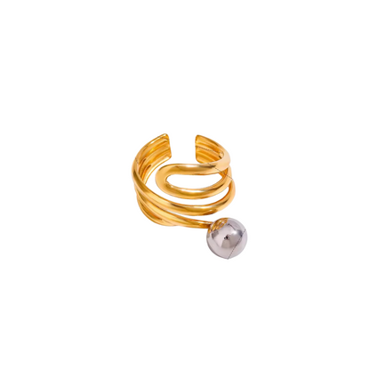 Two Tone Irregular Ball Ring