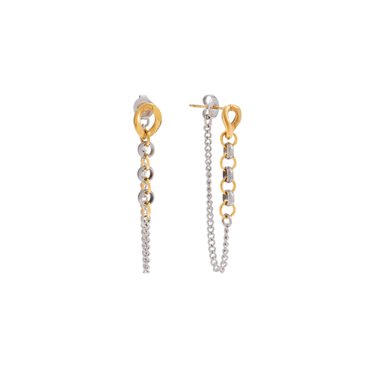 Two Tone Chain Tassel Earrings