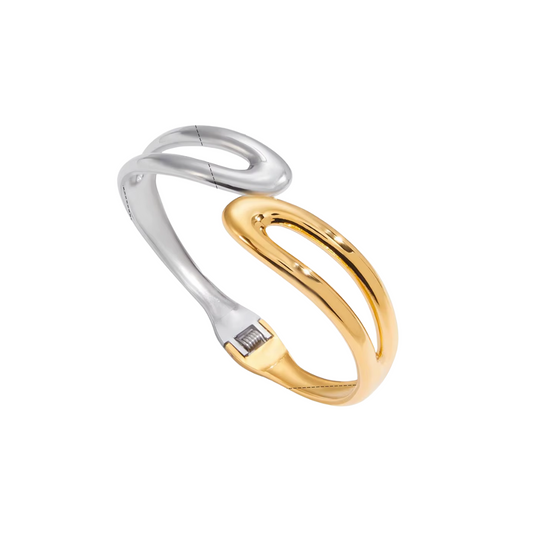Two Tone Open Bangle Bracelet