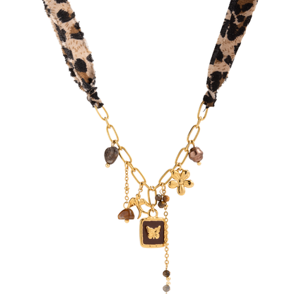 Animal Print Fabric Charms Necklace