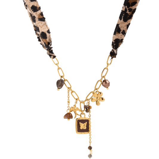 Animal Print Fabric Charms Necklace