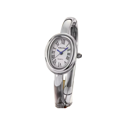 Silver Oval Bangle Watch
