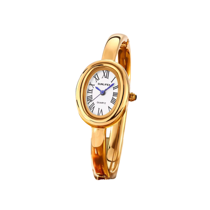 Gold Oval Bangle Watch