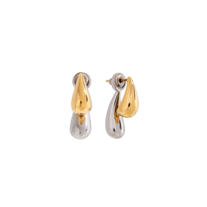 Two Tone Double Drop Earrings