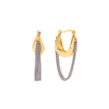 Two Tone Chain Hoop Earrings