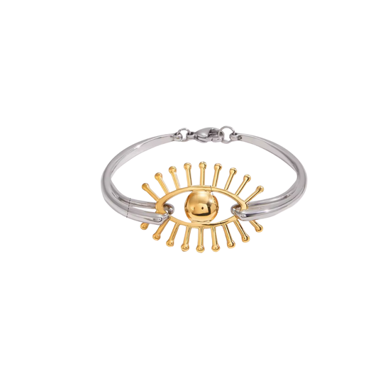 Two Tone Eye Bangle Bracelet