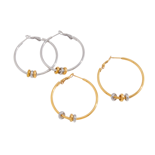 Two Tone Hoops Earrings