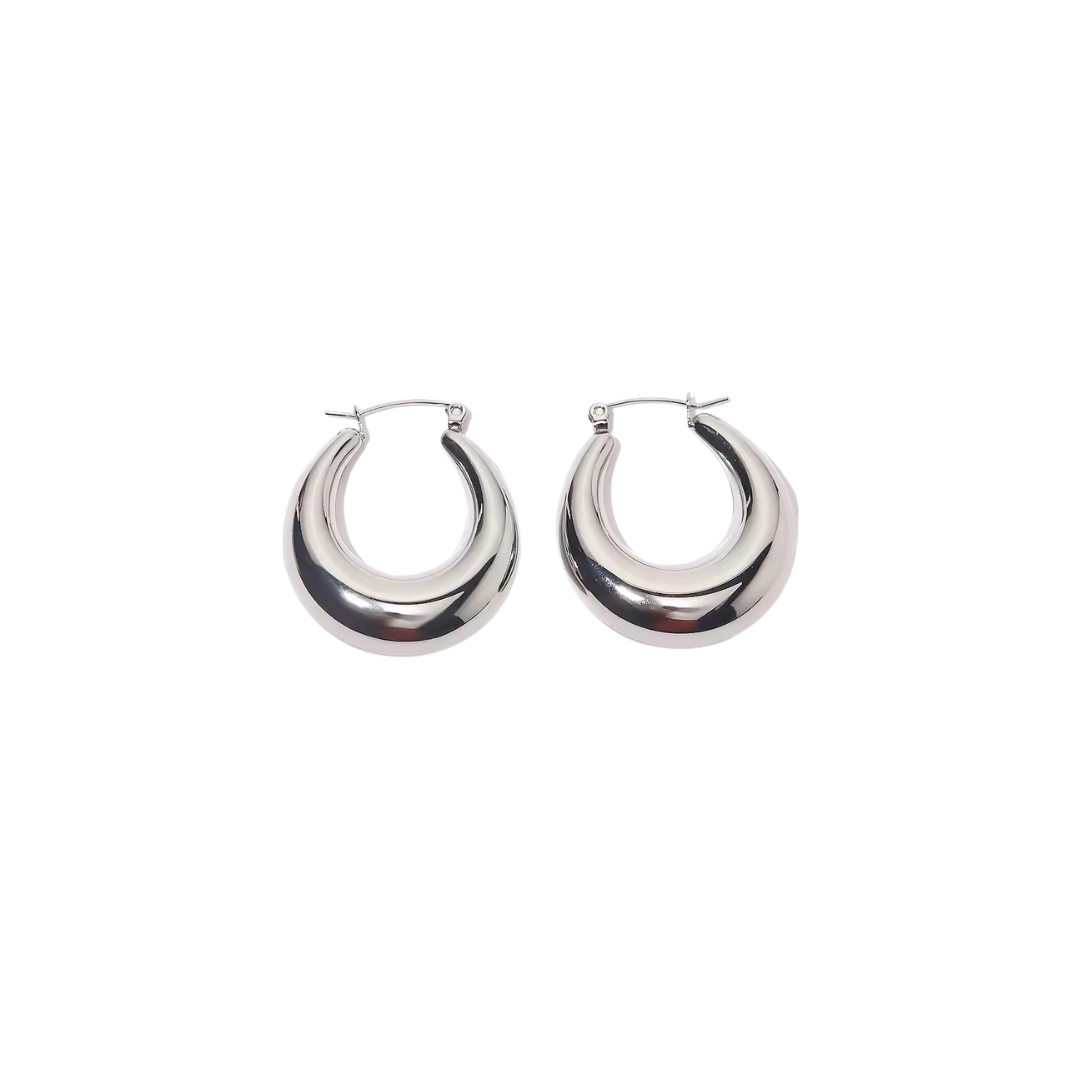 Silver Classic Style Hoop Earrings