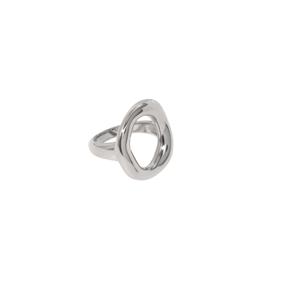 Silver Hollow Oval Ring
