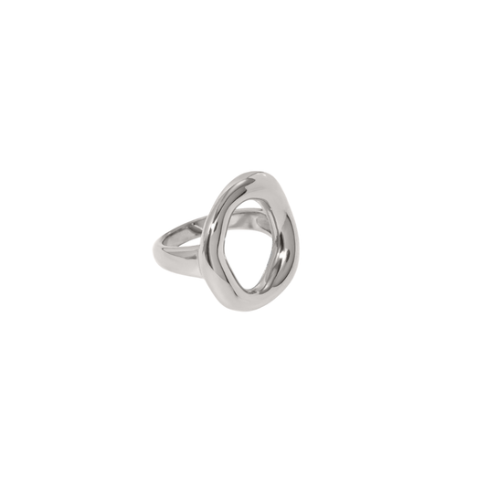 Silver Hollow Oval Ring
