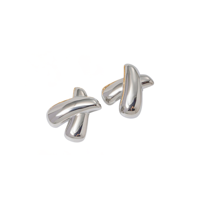 Silver X Chunky Stud Earrings