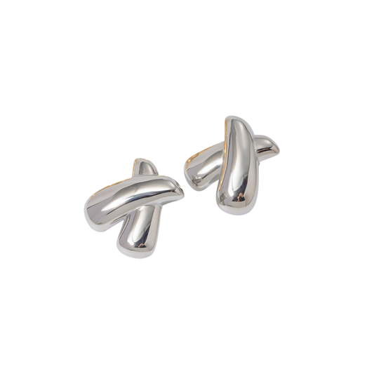 Silver X Chunky Stud Earrings