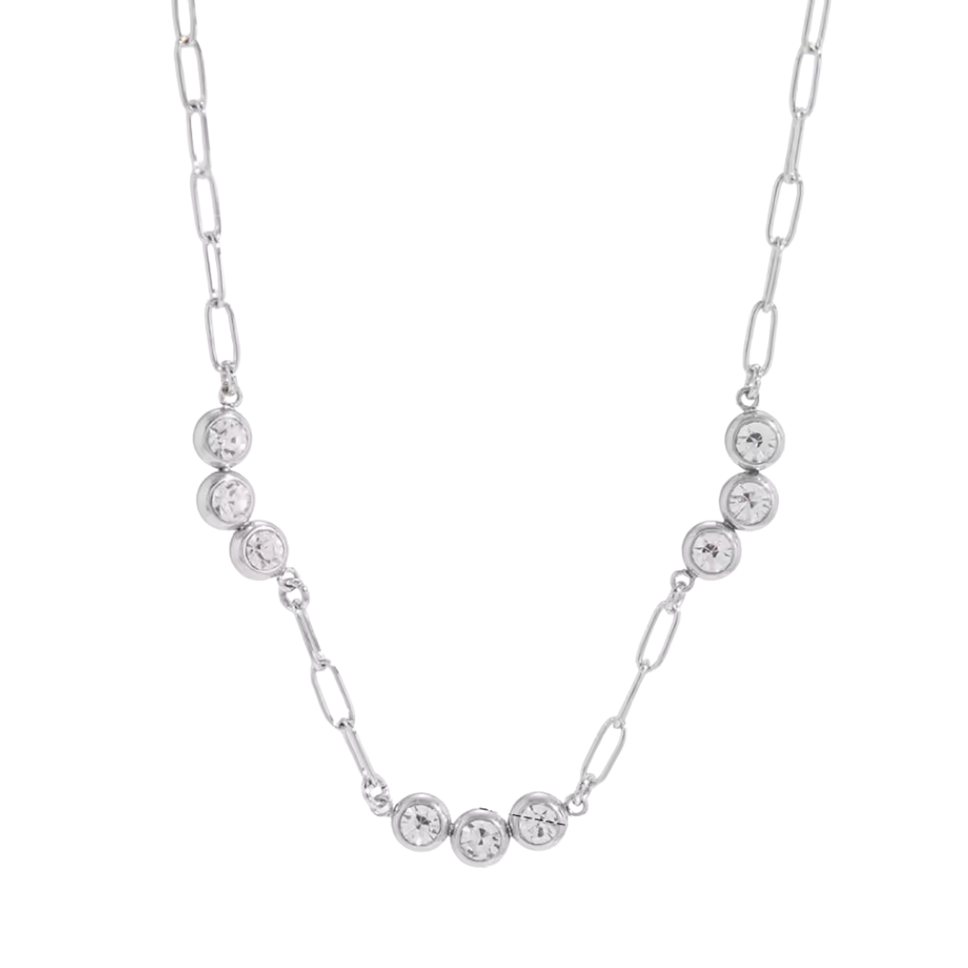Silver Zirconias Chain Necklace