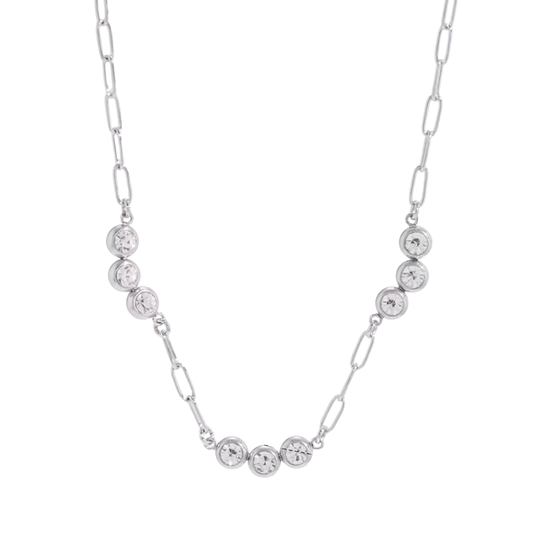 Silver Zirconias Chain Necklace