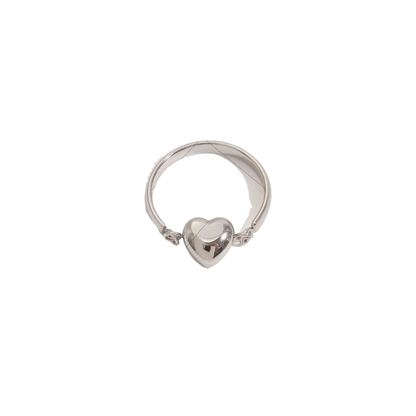 Silver Heart Charm Band Ring