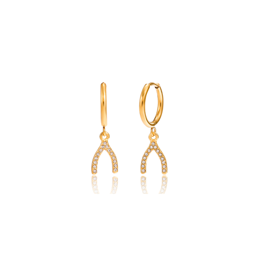 Zirconias Wishbone Huggie Earrings