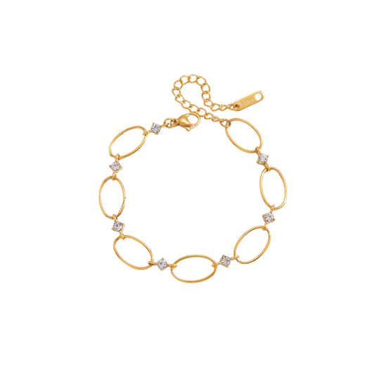 Zirconias Thin Ovals Chain Bracelet