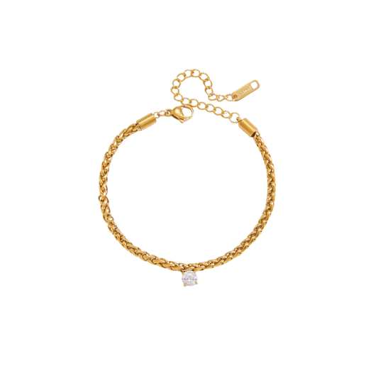 Single Zirconia Cable Chain Bracelet