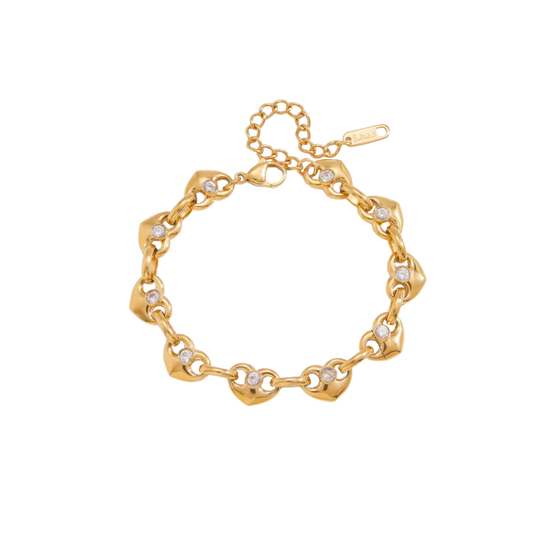 Zirconias Heart Pig Nose Chain Bracelet