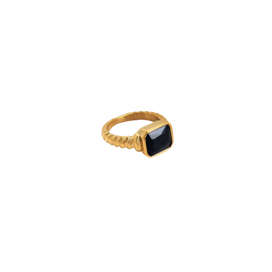 Black Rectangular Stone Ring