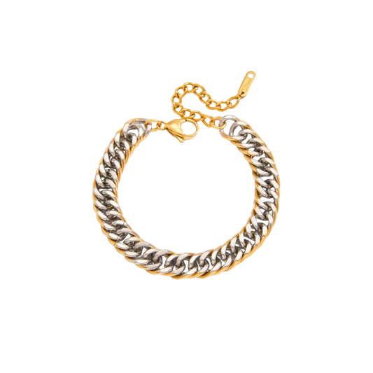 Two Tone Cuban Chain Bracelet