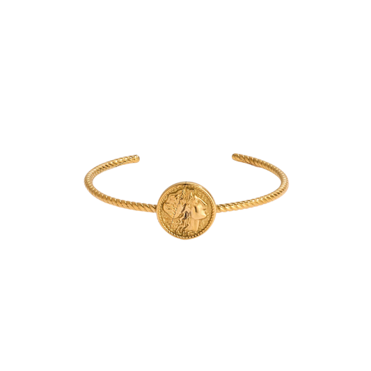 Coin Pendant Cuff Bracelet