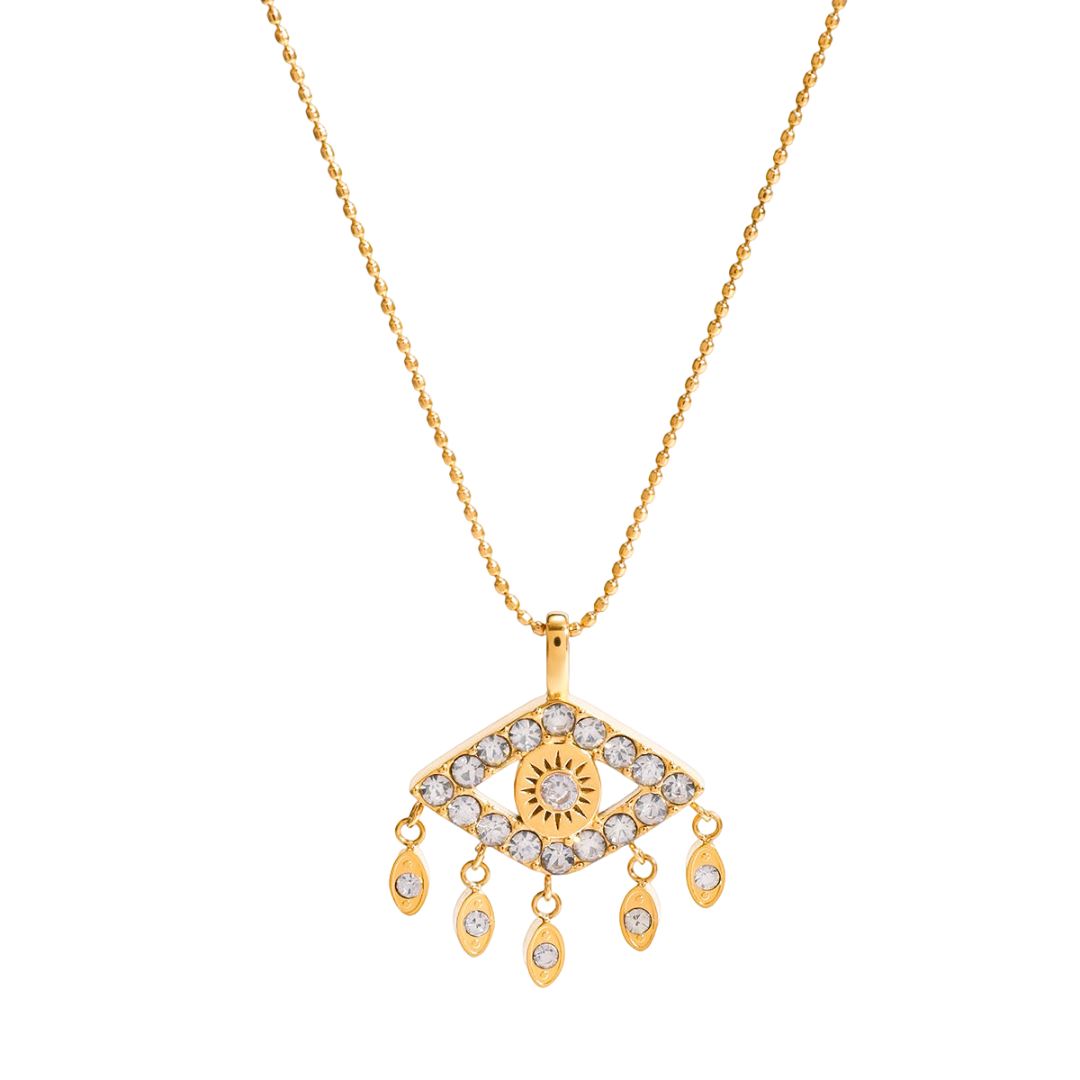 Zirconias Eye Tassel Pendant Necklace