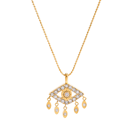 Zirconias Eye Tassel Pendant Necklace
