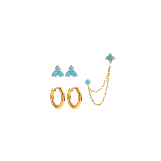 Turquoise Flower Earrings Set