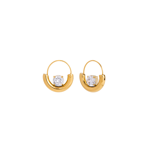 Zirconia C Bar Hoop Earrings