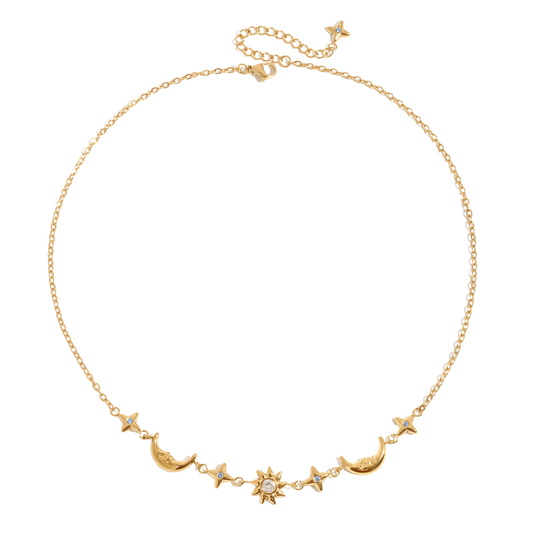 Sun & Moon Blue Tones Zirconias Necklace