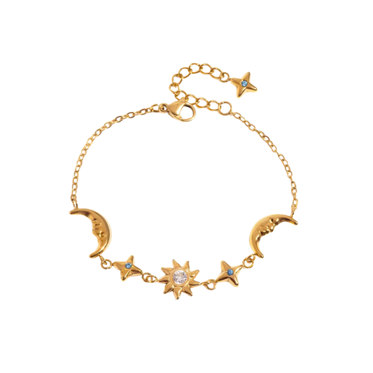 Sun & Moon Blue Tones Zirconias Chain Bracelet
