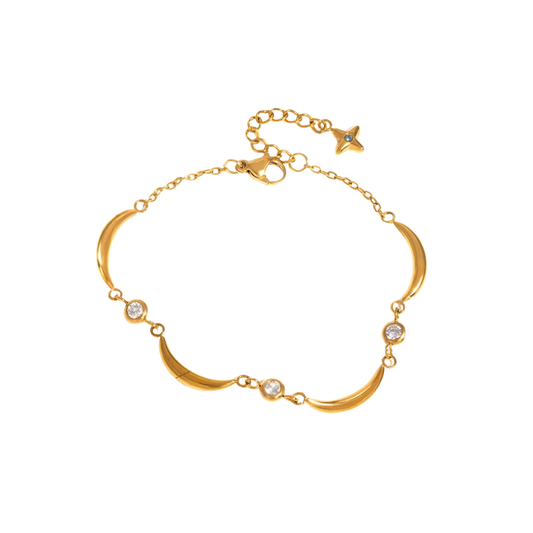 Moon & Zirconias Chain Bracelet