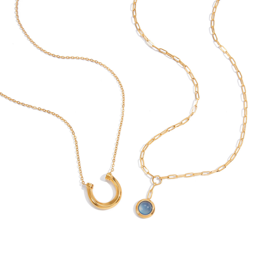 Blue Stone Pendant Necklace Set
