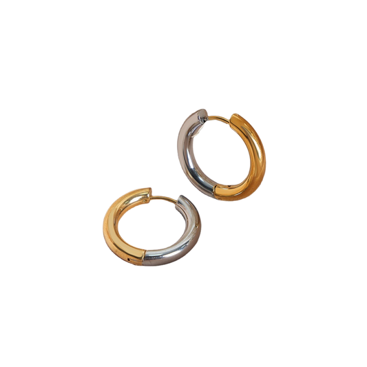 Two Tone Classic Hoop Earrings
