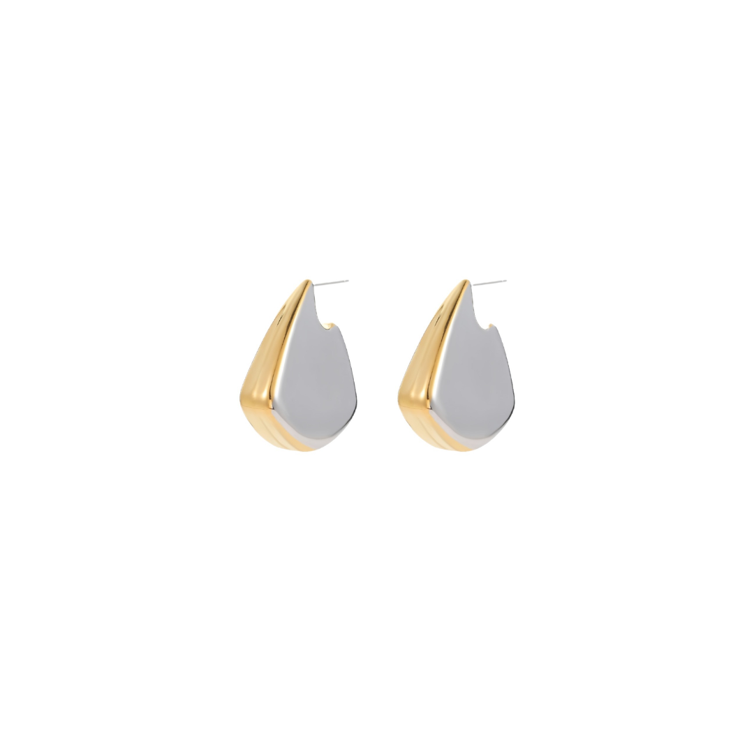 Two Tone Big Corn Shaped Stud Earrings
