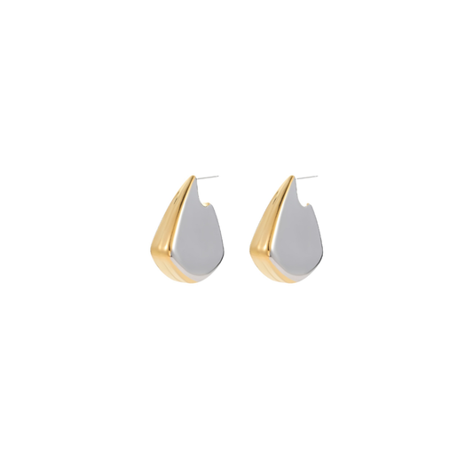 Two Tone Big Corn Shaped Stud Earrings