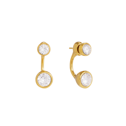 Gold Round Zirconia Irregular Stud Earrings